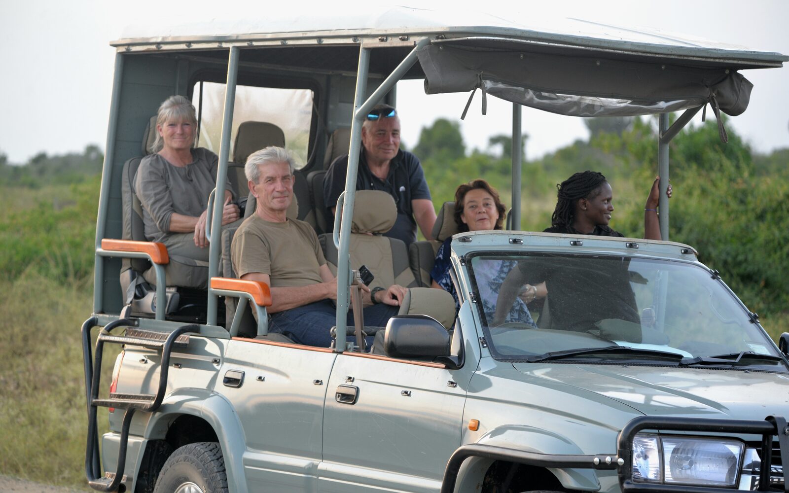 Bush Shrike Adventures guests on a private safari drive