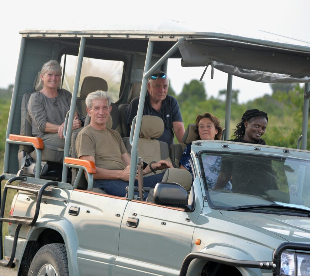 Bush Shrike Adventures guests on a private safari drive